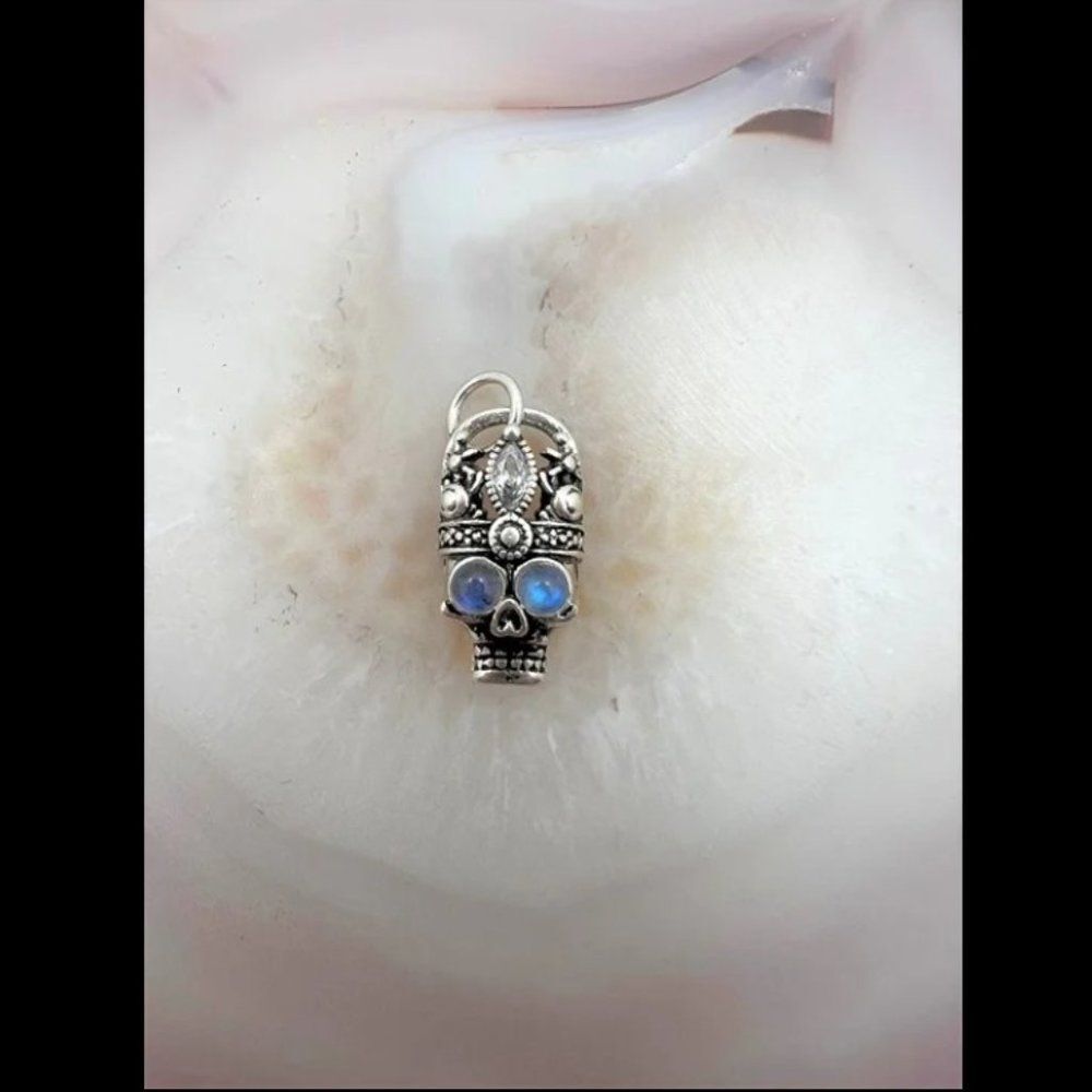 Skull Charm with Labradorite Eyes - NWOT